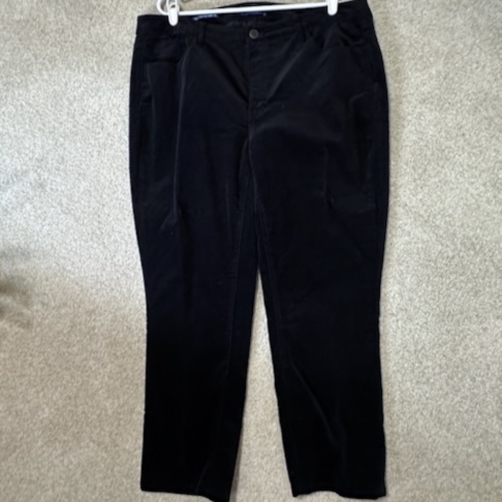 Talbots Corduroy Straight Leg 5 Pocket Jeans Pants High Waist Black 16W 27.5"L